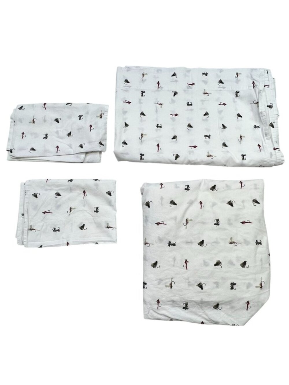 Eddie Bauer 100% Cotton Fishing Flies Full/Double Cotton Sheet Set